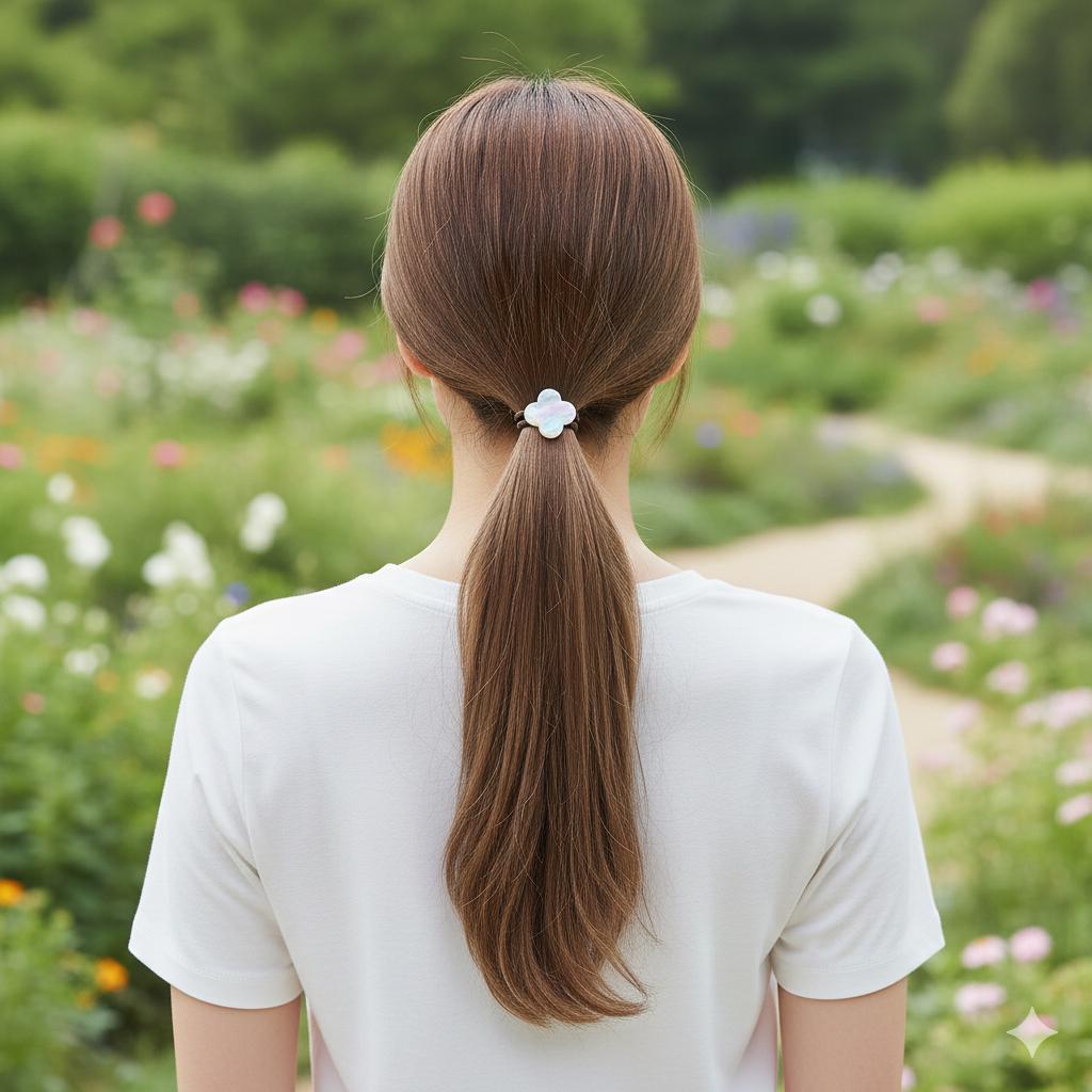 Lovely Clover Ponytail Hair Tie (1.0 Inch) / Simple Cute Ponytail Holder / Hair Accessory for Woman / French Hair Tie