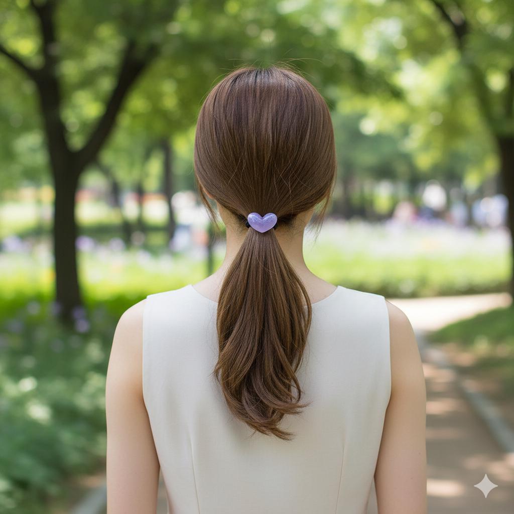Convex Simple Heart Hair Tie (1.3 Inch) / Simple Cute Ponytail Holder / Hair Accessory for Woman / French Hair Tie