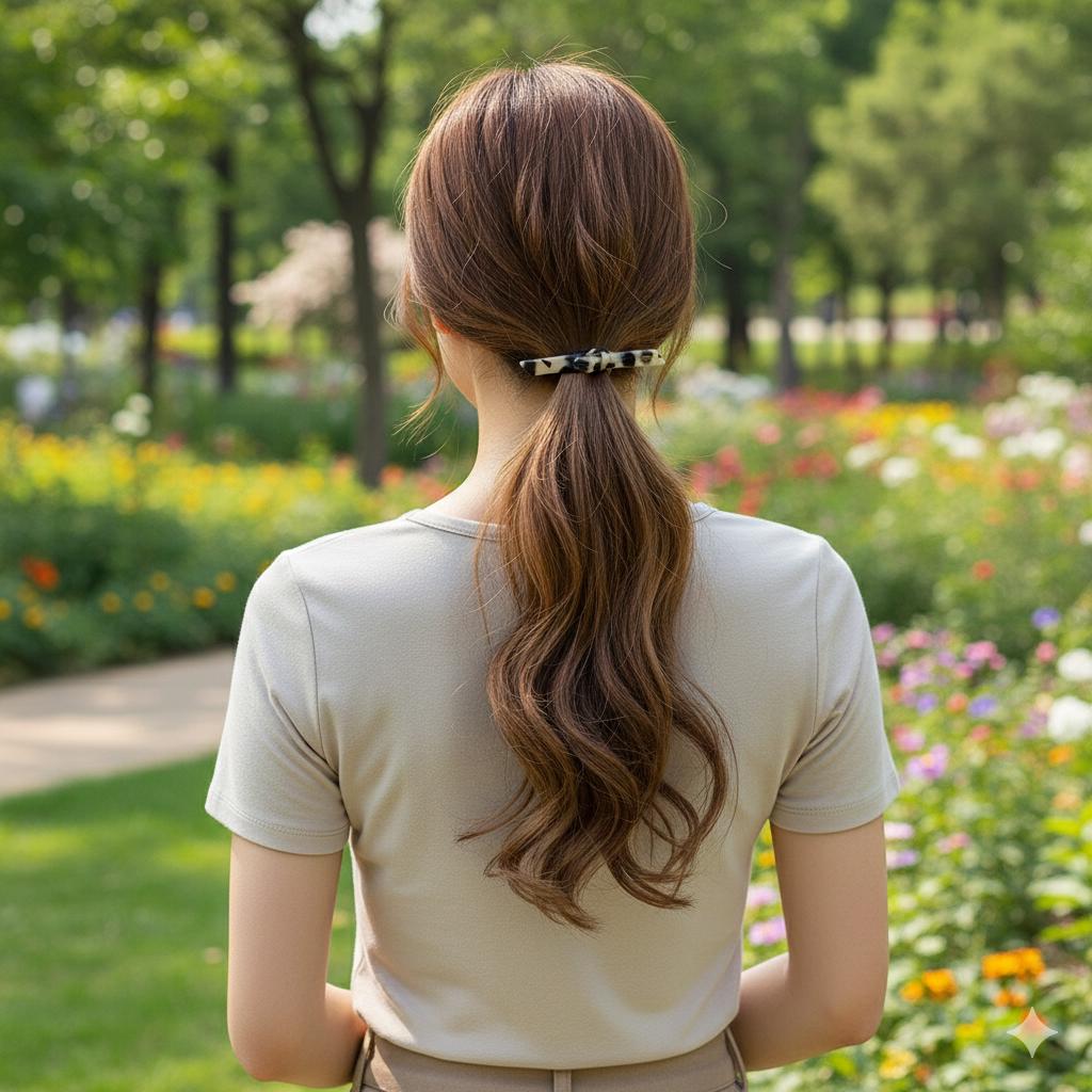 Leopard Knot Ribbon Hair Tie (2.0 Inch) / Simple Tortoise Shell Ponytail Holder / Hair Accessory for Woman / French Hair Tie