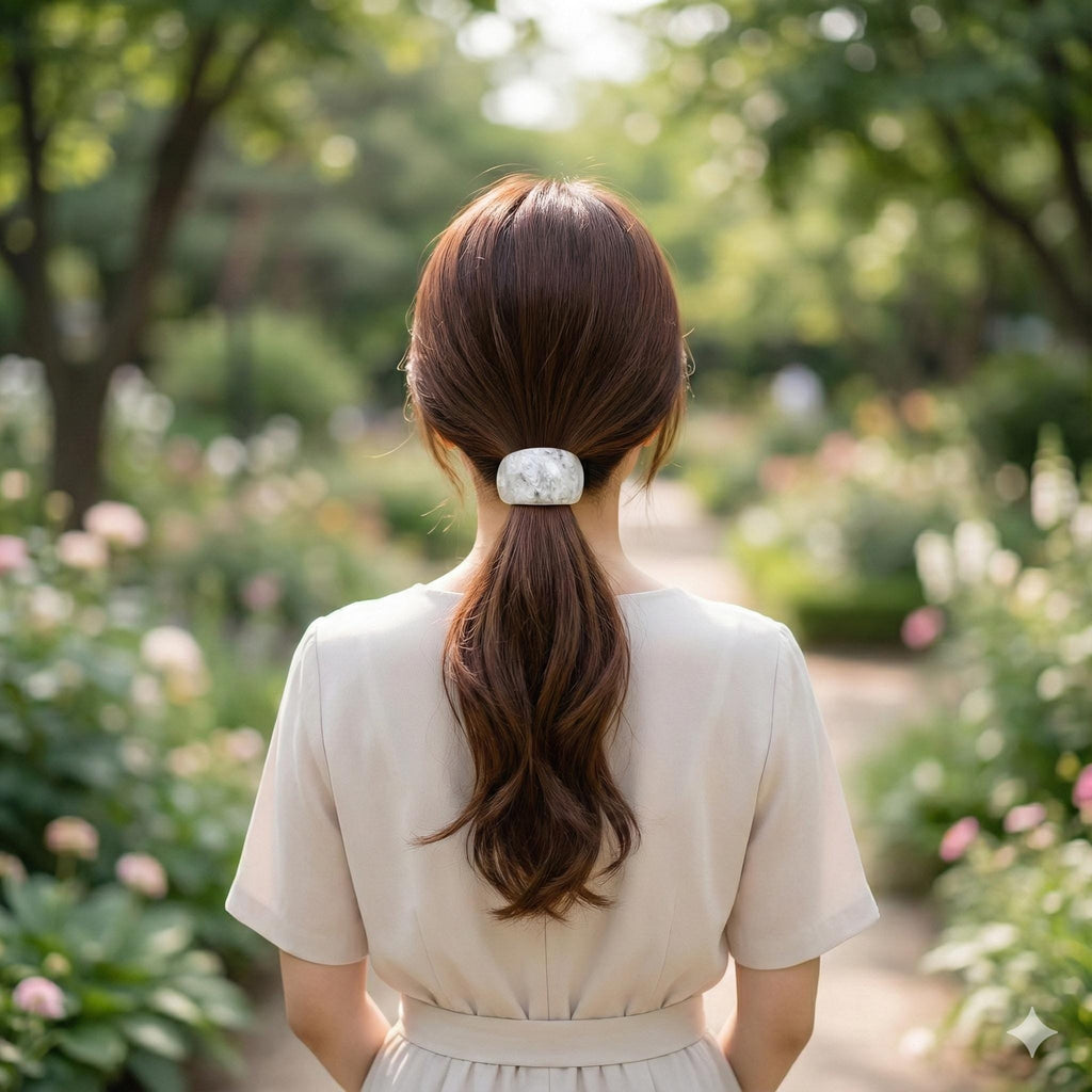 Painting Round Curve Hair Tie / Simple Cute Ponytail Holder / Hair Accessory for Woman / French Hair Tie