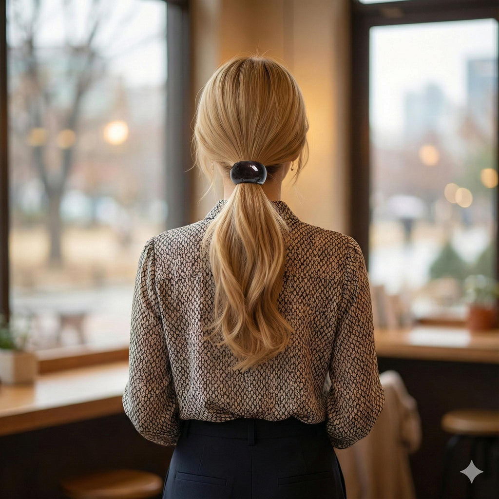 Painting Round Curve Hair Tie / Simple Cute Ponytail Holder / Hair Accessory for Woman / French Hair Tie