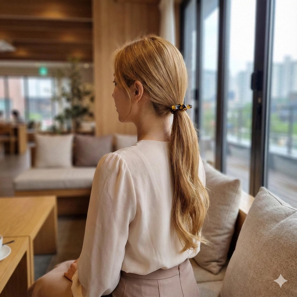 Leopard Mini Twist Ribbon Small Hair Tie (2.0 Inch) / Simple Cute Ponytail Holder / Hair Accessory for Woman / French Hair Tie