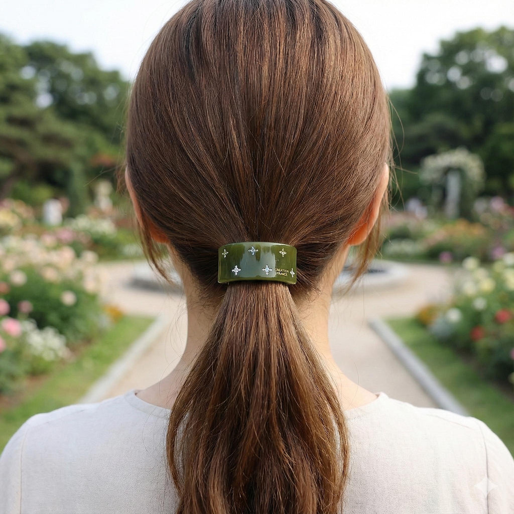 Pure Color Curved Long Square Small Hair Tie (1.5 Inch) / Simple Cute Ponytail Holder / Hair Accessory for Woman / French Hair Tie