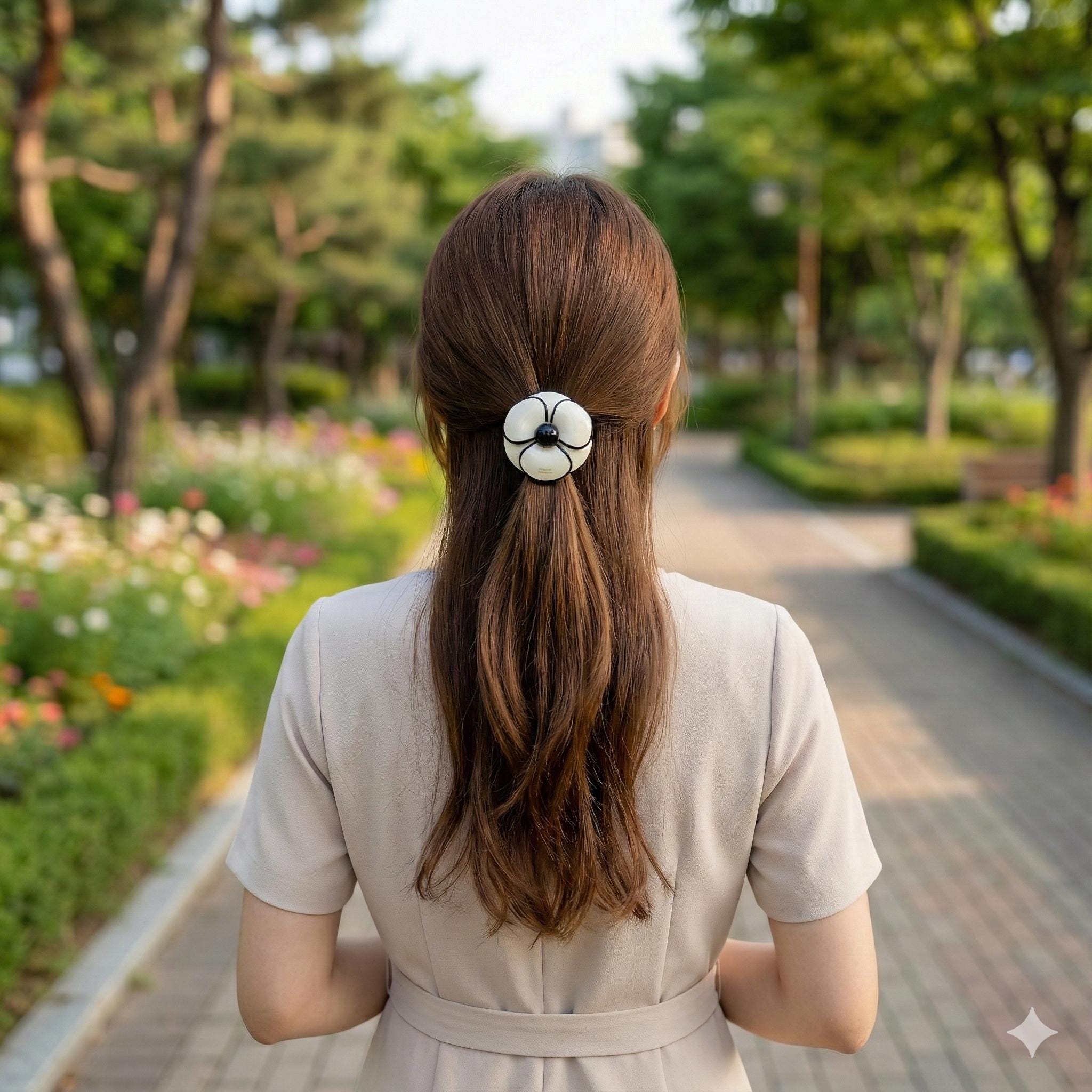 Pastel Color Big Flower Hair Tie (2.0 Inch) / Simple Cute Ponytail Holder / Hair Accessory for Woman / French Hair Tie