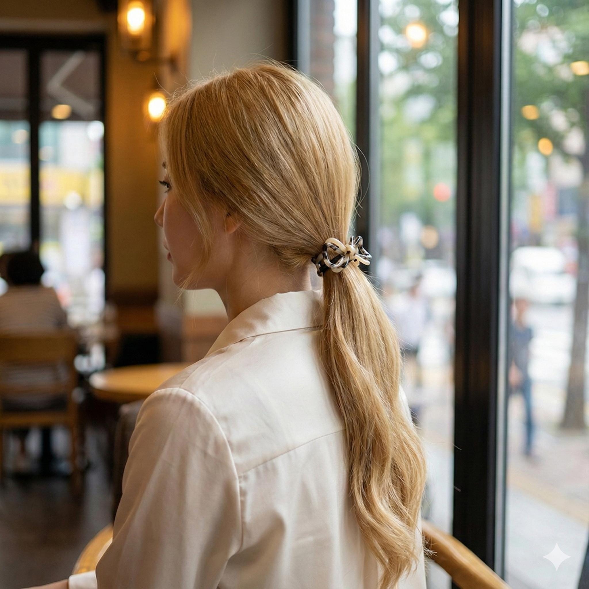 Leopard Double Triangle Ribbon Hair Tie / Tortoise Shell Ponytail Holder / Hair Accessory for Woman / French Hair Pin / Hair Scrunchy