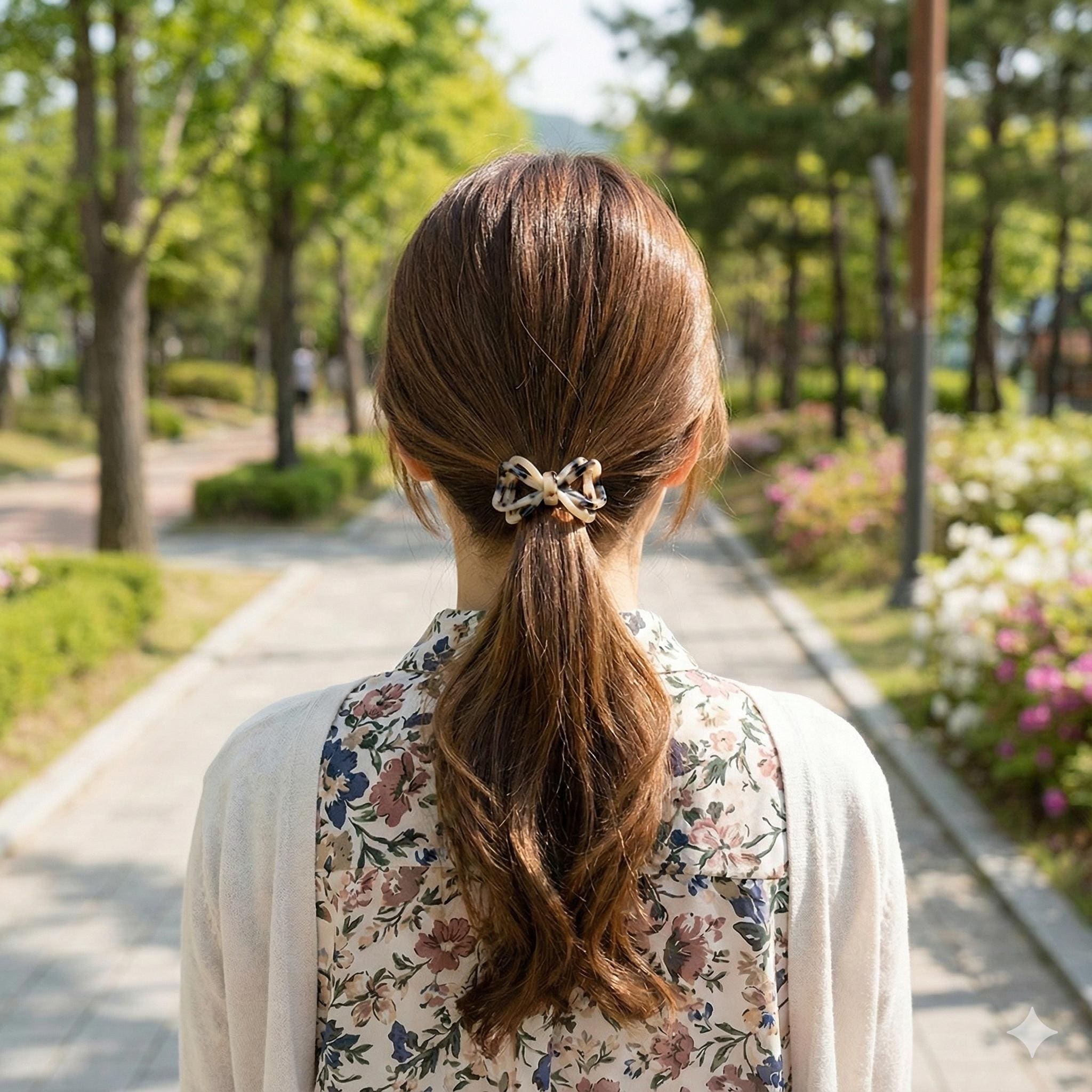 Leopard Double Triangle Ribbon Hair Tie / Tortoise Shell Ponytail Holder / Hair Accessory for Woman / French Hair Pin / Hair Scrunchy