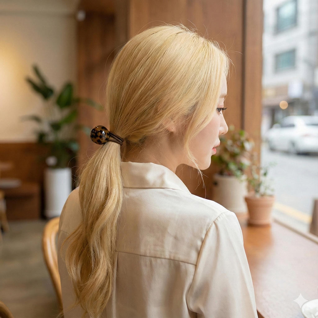 Leopard Big Bead Cube Square Hair Tie / Tortoise Marble Ponytail Holder / Hair Accessory for Woman / French Hair Pin / Hair Scrunchy