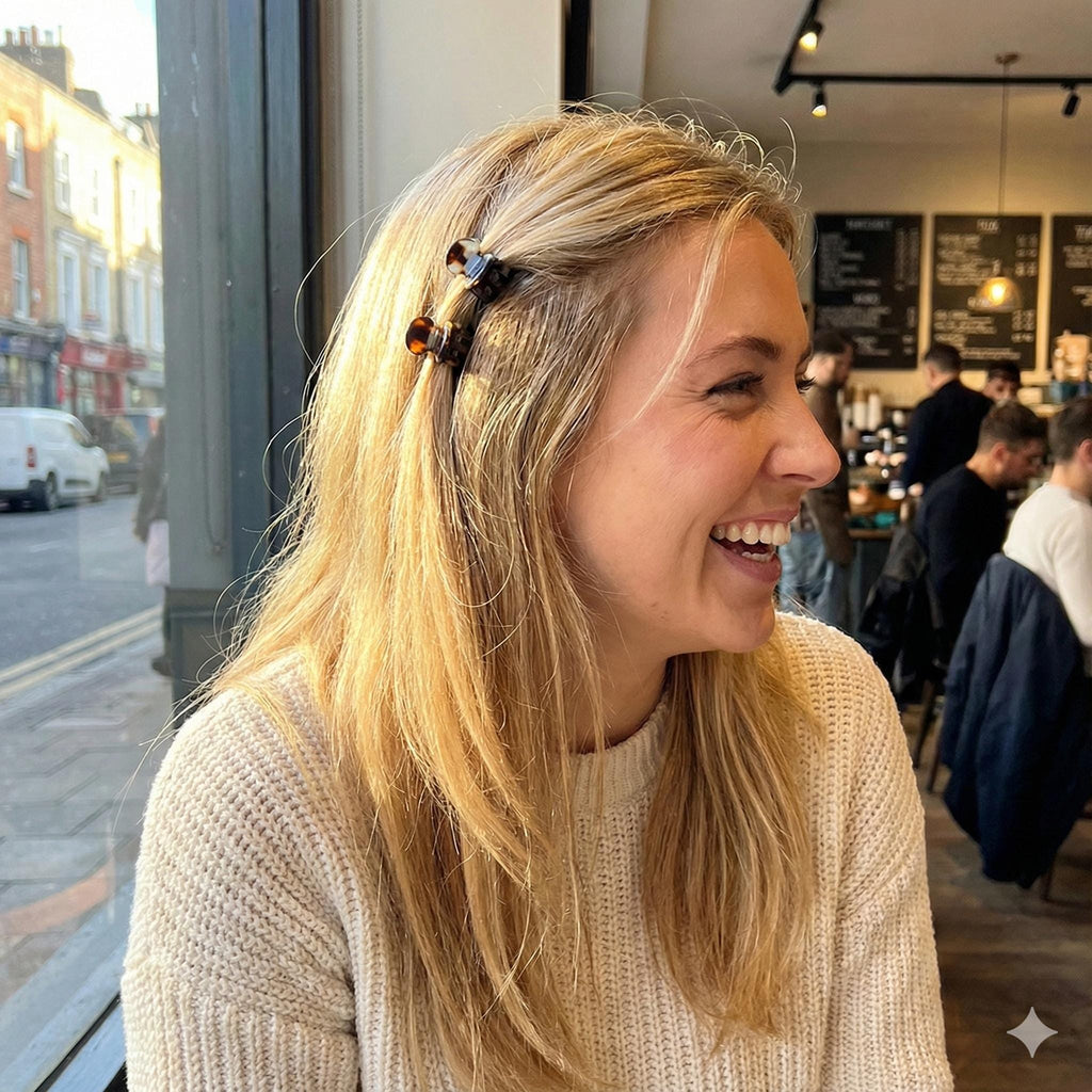 Tortoise Shell Mini Hair Clip (2 pieces 1 set) / Cute French Hair Pin / Hair Accessory for Woman