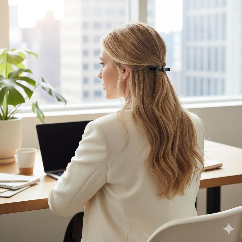 Long Bow Ribbon Cubic Barrette (4.1 Inch) / Elegance French Hair Pin / Automatic Hair Clip