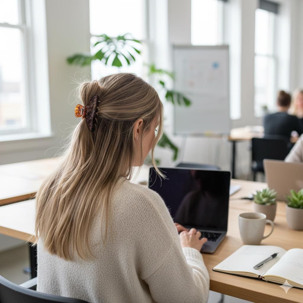 Flat Half Moon Half-Up Updo Hair Claw Clip (3.1 Inch) / Elegance French Hair Pin / Hair Barrette for Woman