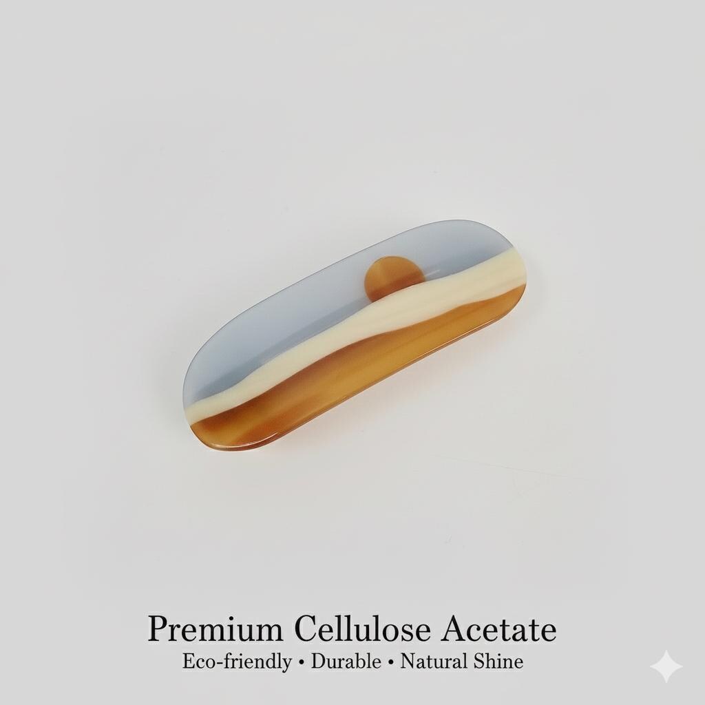 Golden Horizon Point Half-Up Barrette (3.5 Inch) / Elegance French Hair Pin / Automatic Hair Clip