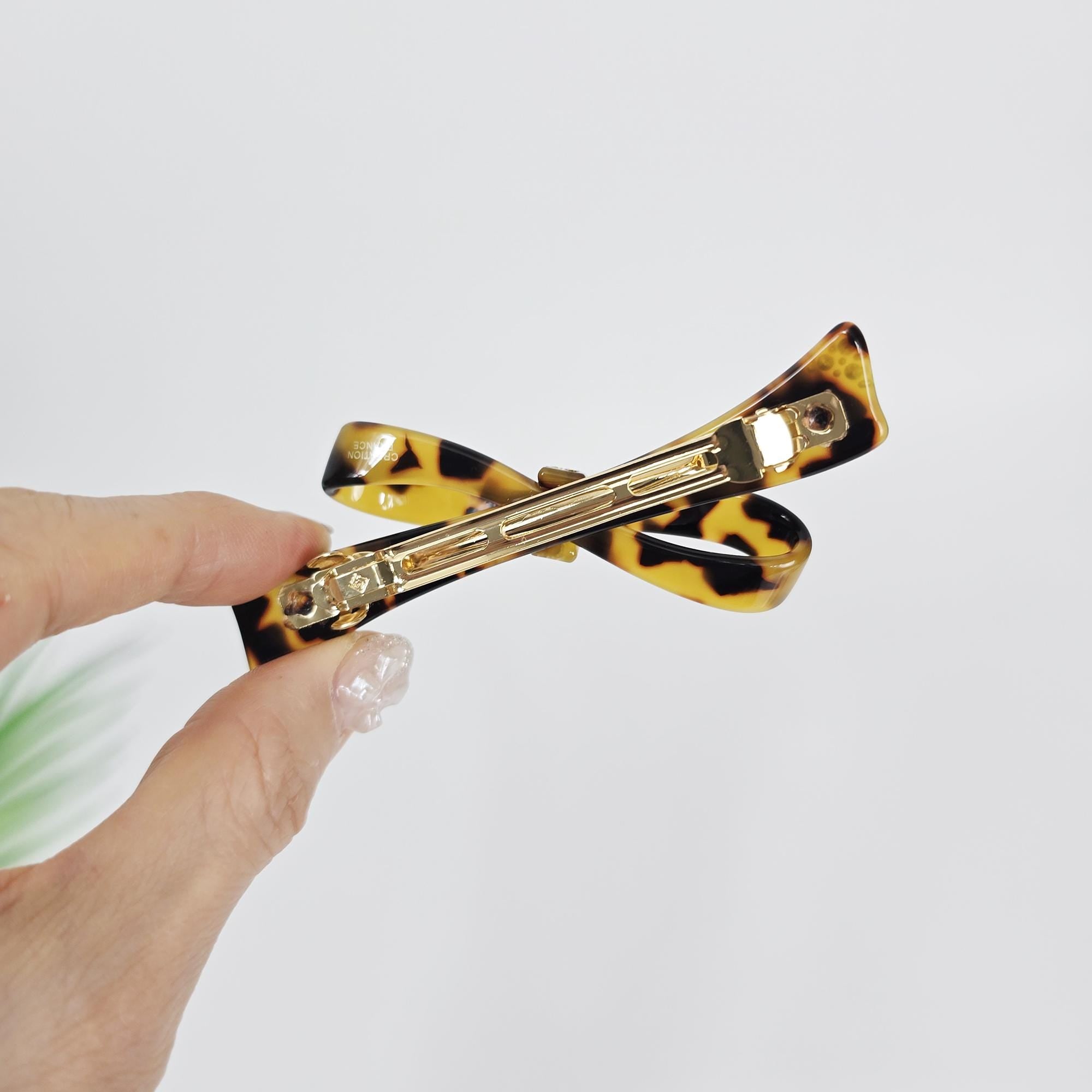 Luxurious Sparkle Ribbon Barrette (3.7 Inch) / Elegance French Hair Pin / Automatic Hair Clip