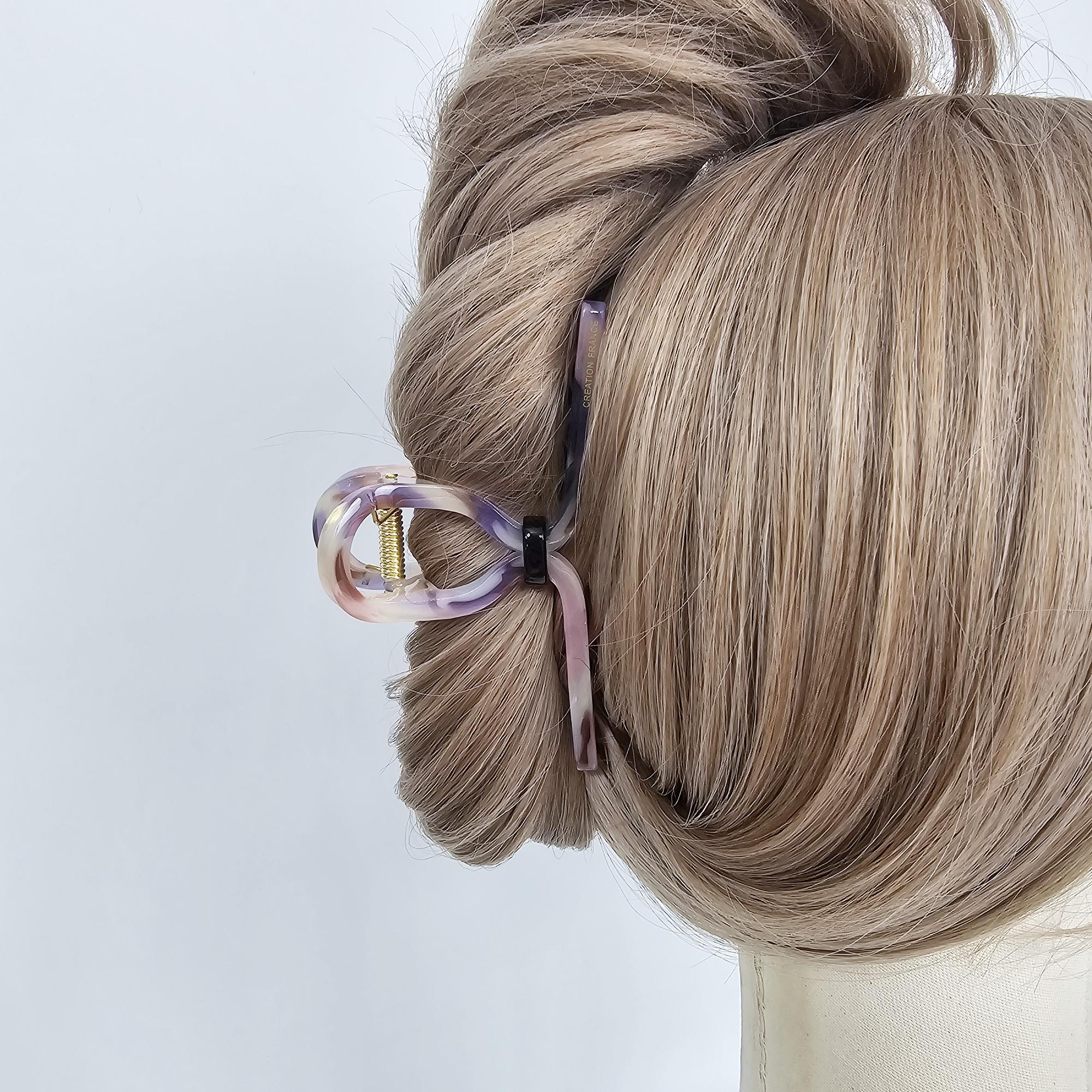 Luxurious Black Point Twist Updo Hair Claw (4.3 Inch) / Elegance French Hair Pin / Hair Barrette for Woman