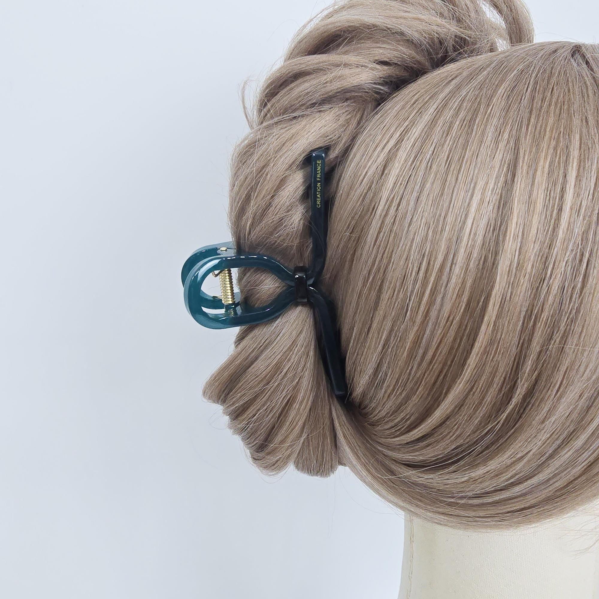 Luxurious Black Point Twist Updo Hair Claw (4.3 Inch) / Elegance French Hair Pin / Hair Barrette for Woman