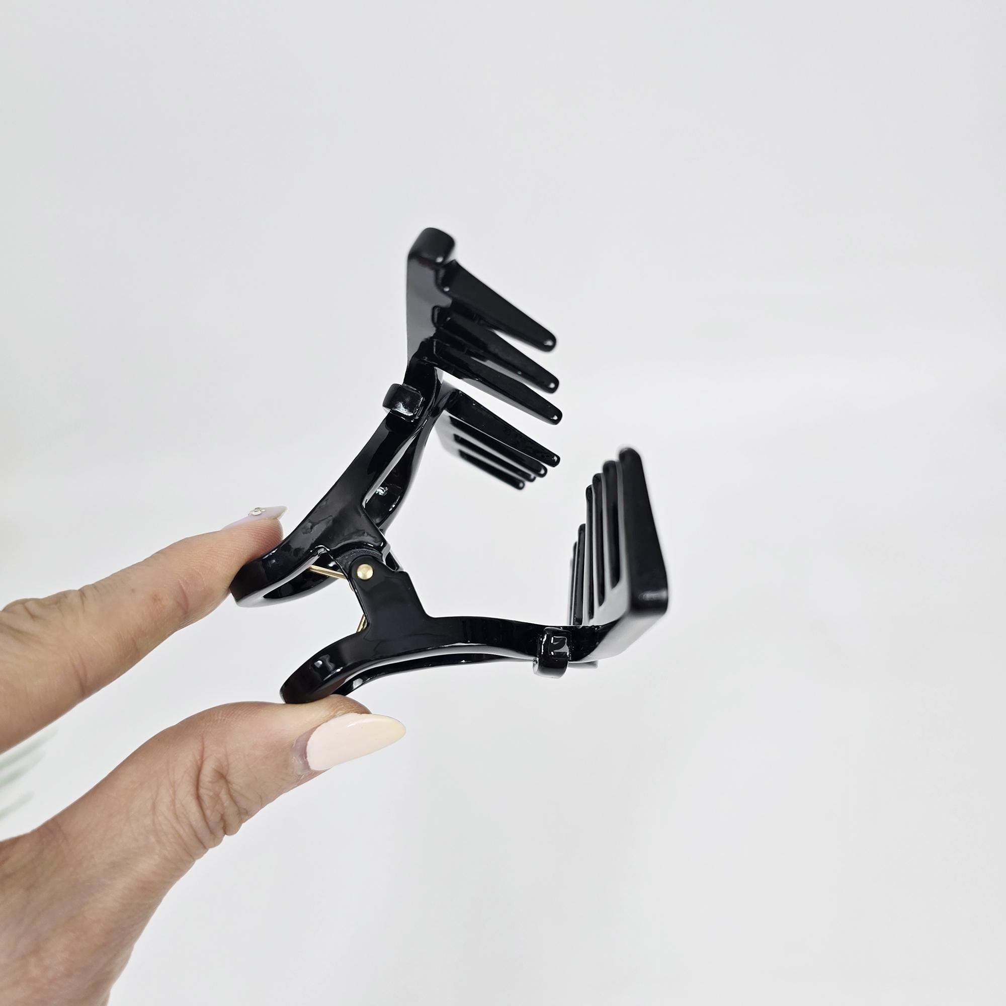 Luxurious Black Point Twist Updo Hair Claw (4.3 Inch) / Elegance French Hair Pin / Hair Barrette for Woman