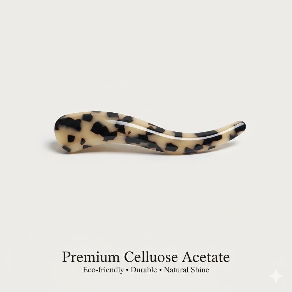Leopard Pure Color Curve Line Long Claw Clip (4.7 Inch) / Elegance French Hair Pin / Hair Barrette for Woman / Alligator Hair Clip