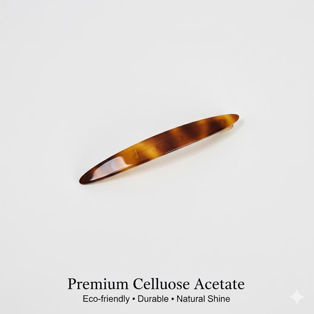 Luxurious Slim Long Oval Bobby Pin (3.1 Inch) / Tortoise Marble French Hair Pin Clip / Hair Accessory for Woman / Bow Barrette