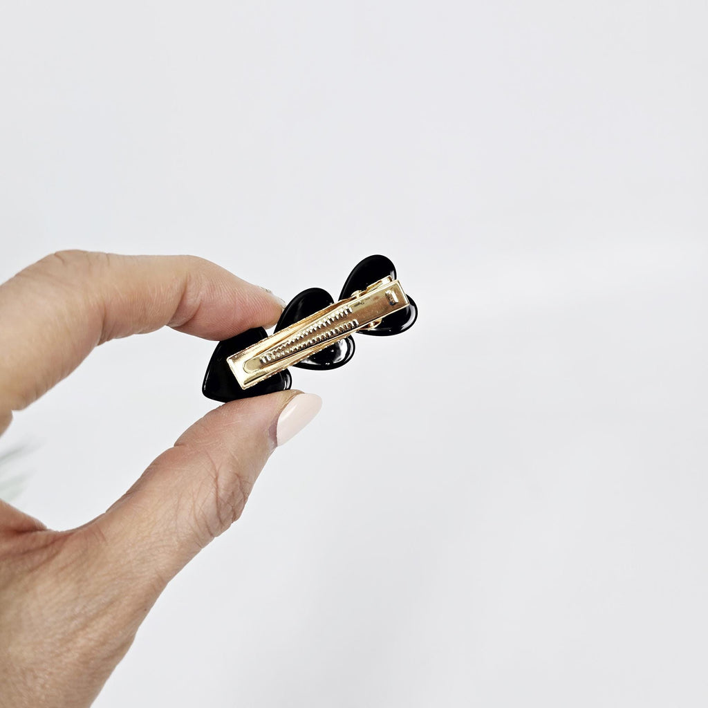 Three Hearts Clip Mini Claw Clip (2.0 Inch) / Cute Tortoise Shell French Hair Pin / Small Hair Clips