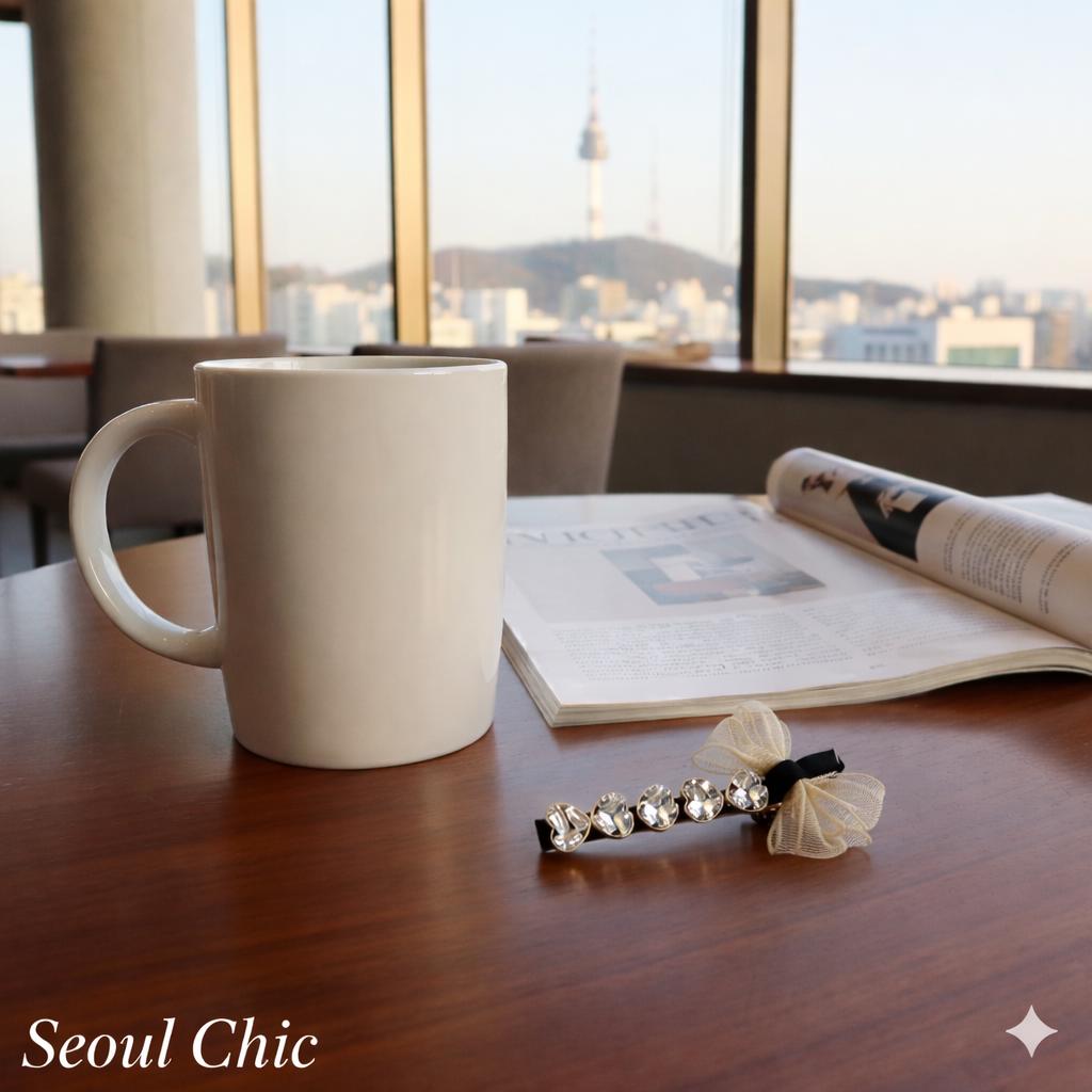 Ballerina Chiffon Ribbon Cubic Side Clip Long Hair Claw Clip (3.1 Inch) / Vivid Color Hair Pin / Alligator Hair Clip for Woman