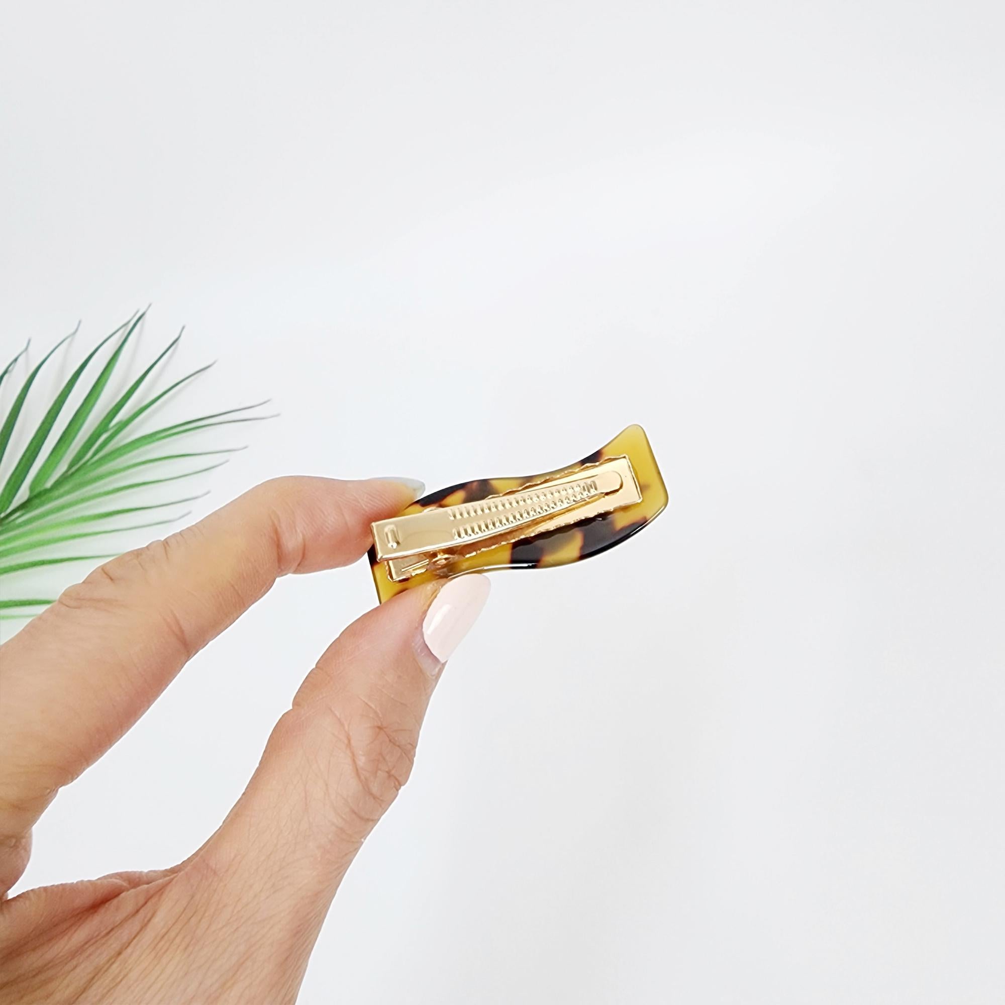 Tortoise Shell Wavy Hair Claw Clip (1.9 Inch) / Cute French Hair Pin / Alligator Hair Clip for Woman / French Barrette for Girls