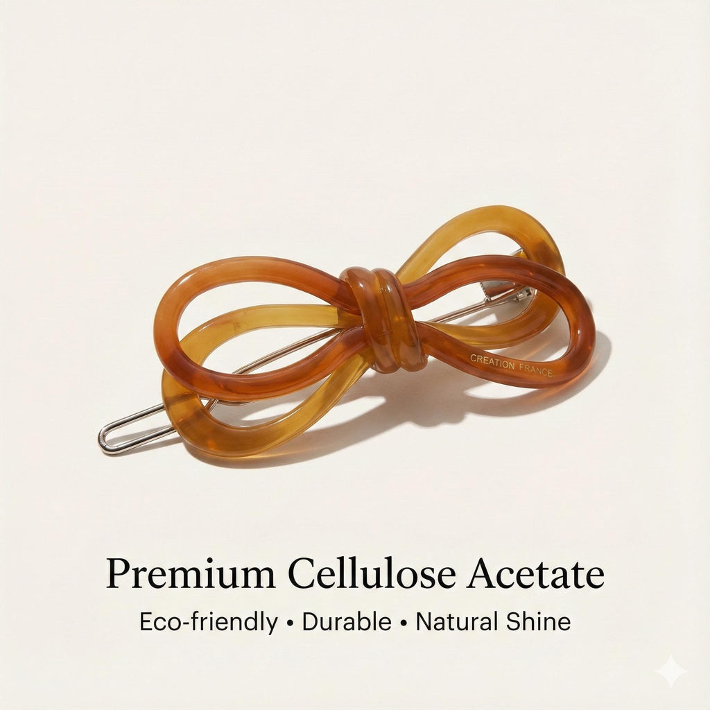 Pure Color Twin Ribbon Bobby Pin (2.2 Inch) / Tortoise Shell French Hair Pin Clip / Hair Accessory for Woman / Bow Barrette