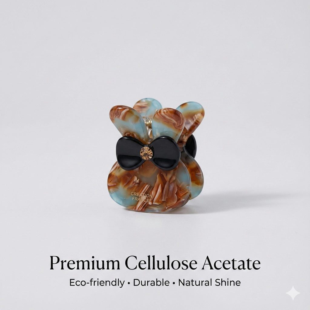 Cute Bunny Mini Hair Claw Clip with Cubic (0.9 Inch) / Cute Tortoise Shell French Hair Pin / Small Hair Clips