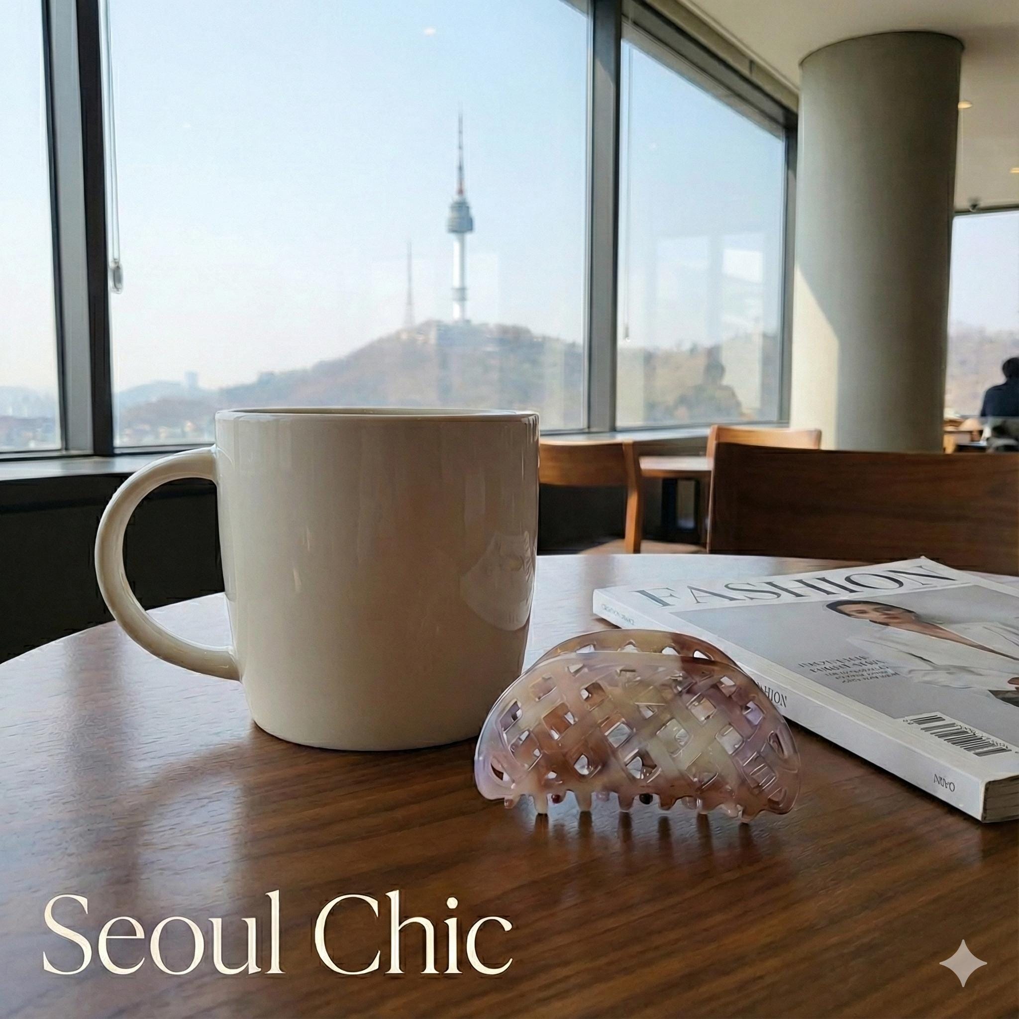 Round Pebble Check Pattern Hair Claw Clip (3.7) / Tortoise Shell Medium Size Ponytail Holder / French Pin / Hair Barrette for Woman