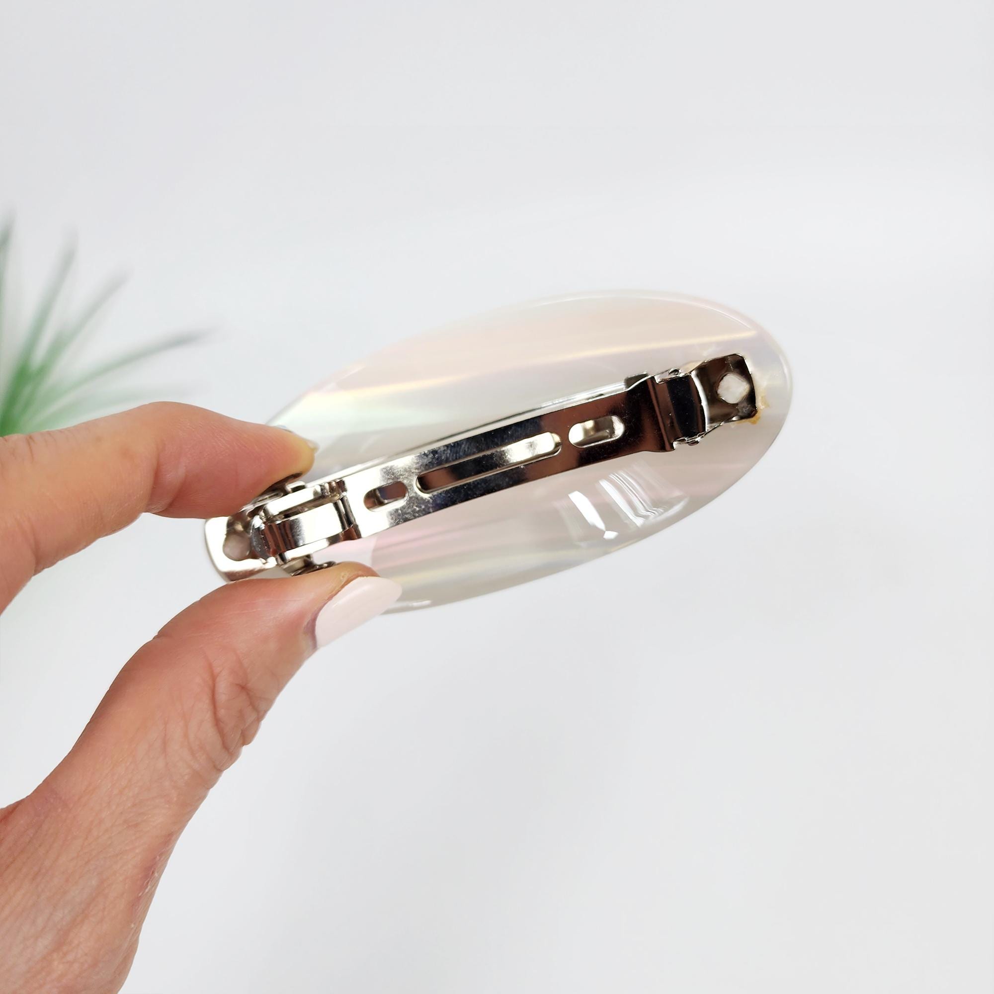 Painting Round Curved Hair Barrette (3.5 Inch) / Luxurious French Hair Pin / Automatic Hair Clip