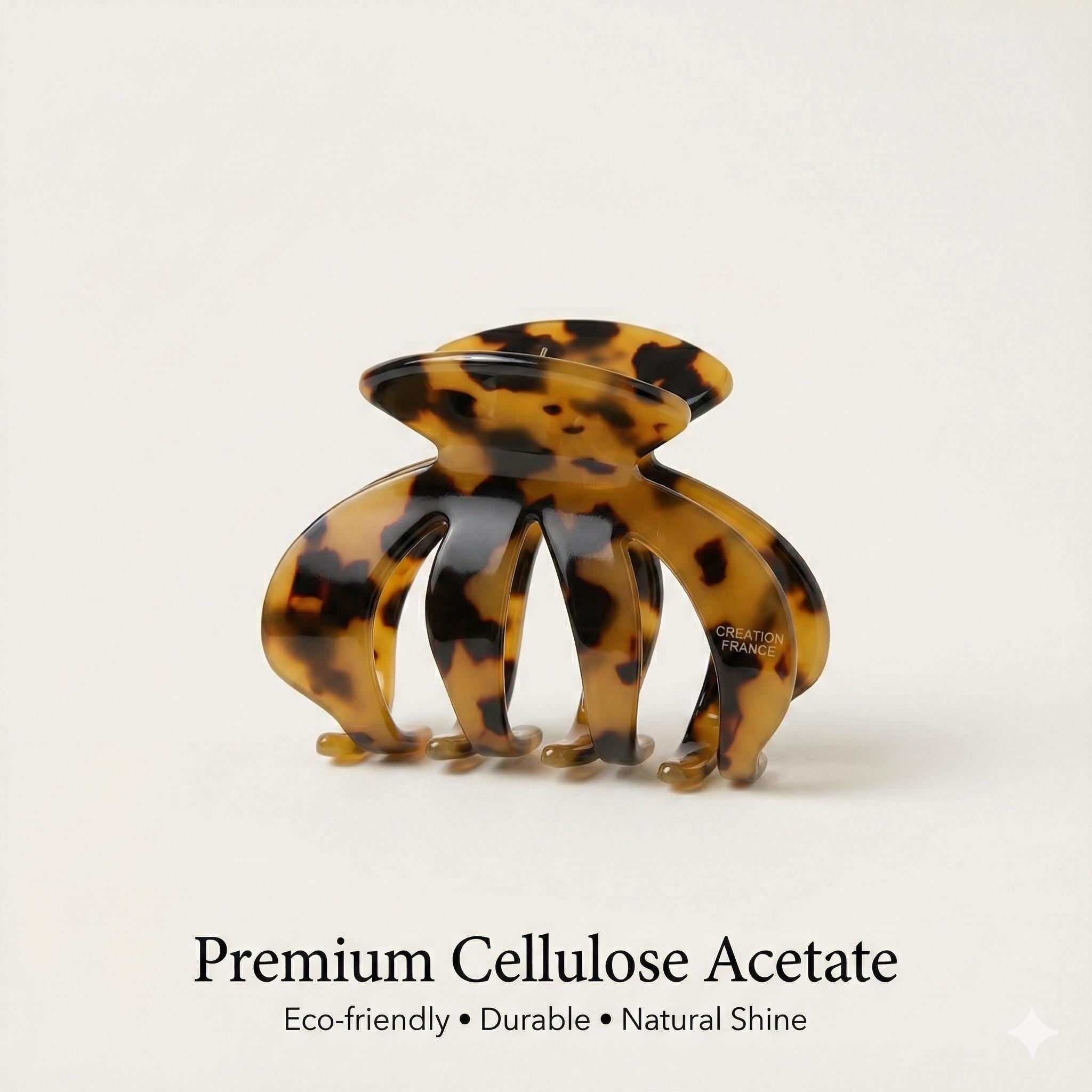 Leopard Little Pumpkin Hair Claw Clip (2.4 Inch) / Tortoise Shell Medium Size Ponytail Holder / Hair Barrette for Woman