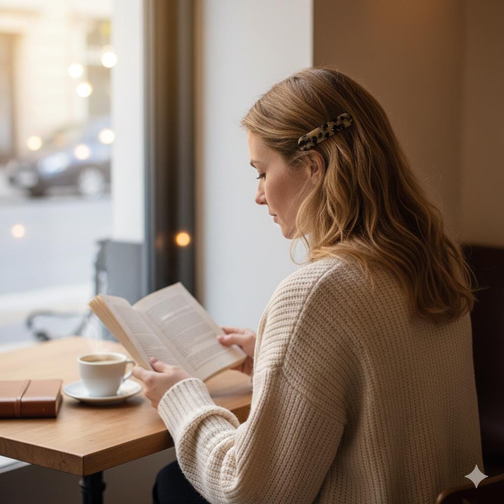 Tortoise Shell Simple Round Square Hair Barrette (5.1 Inch) / Leopard French Hair Pin / Hair Accessory for Woman / Automatic Hair Clip
