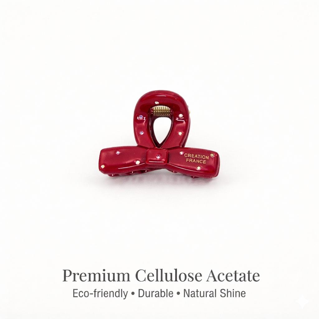 Twisted Acetate Claw (1.6 Inch) | French Pin | Korean Hair Clip | Small Rhinestone Jaw Clip Half Updo