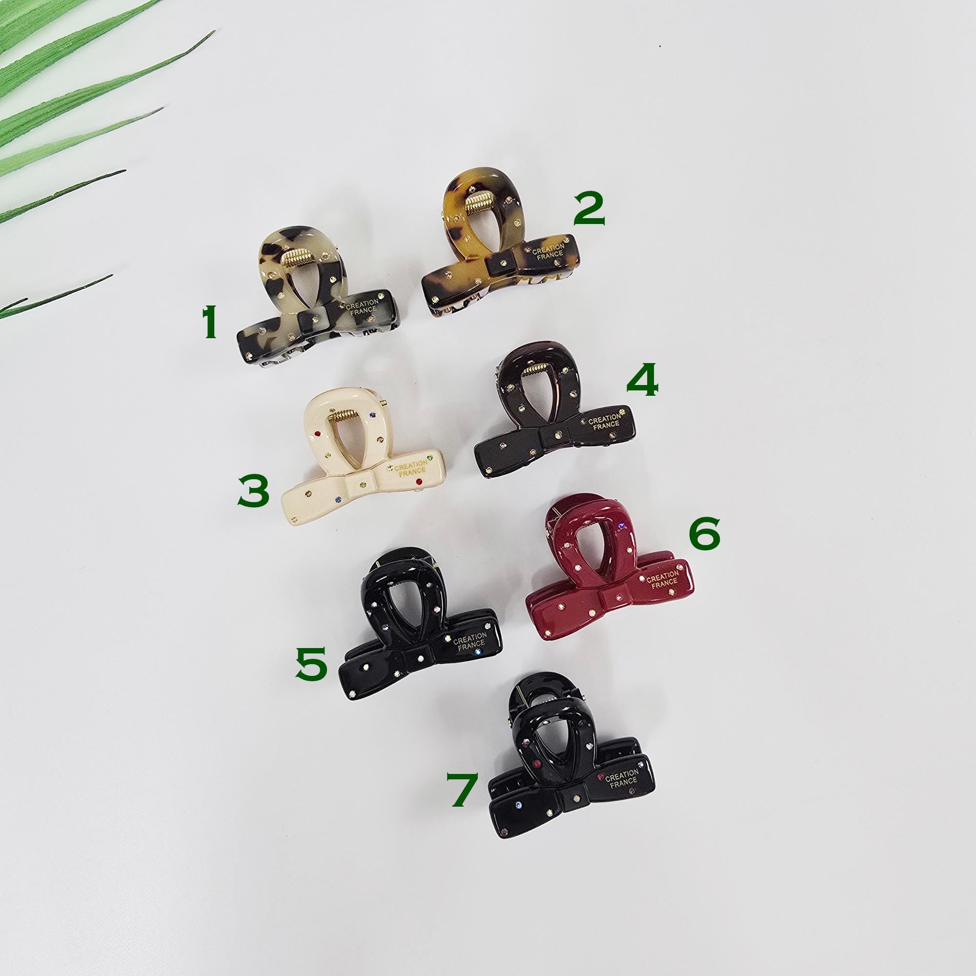 Twisted Acetate Claw (1.6 Inch) | French Pin | Korean Hair Clip | Small Rhinestone Jaw Clip Half Updo