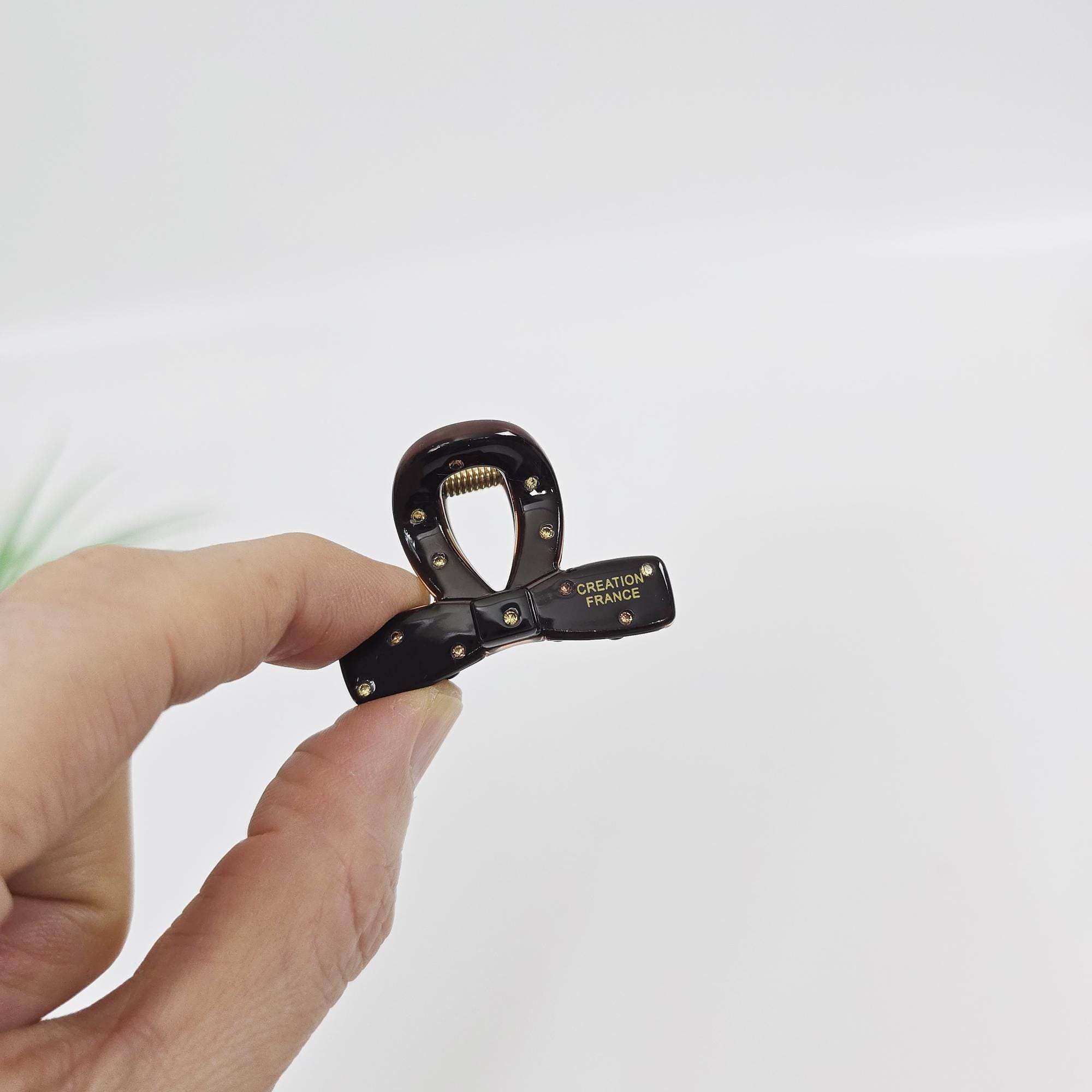 Twisted Acetate Claw (1.6 Inch) | French Pin | Korean Hair Clip | Small Rhinestone Jaw Clip Half Updo