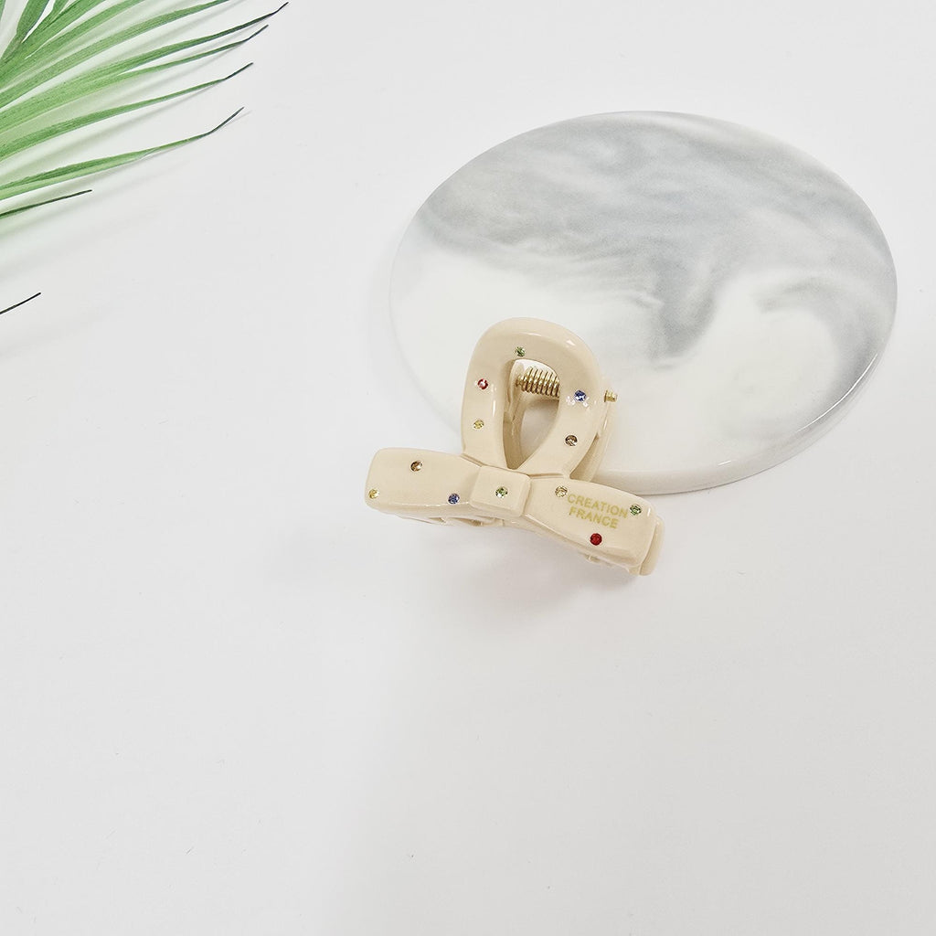 Twisted Acetate Claw (1.6 Inch) | French Pin | Korean Hair Clip | Small Rhinestone Jaw Clip Half Updo