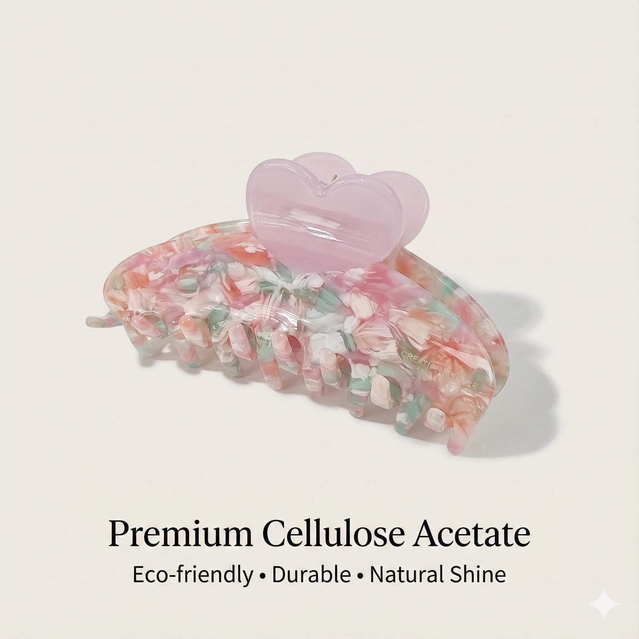 Heart Acetate Claw (3.7 Inch) | French Pin | Korean Hair Pin | Tortoise Shell Clip