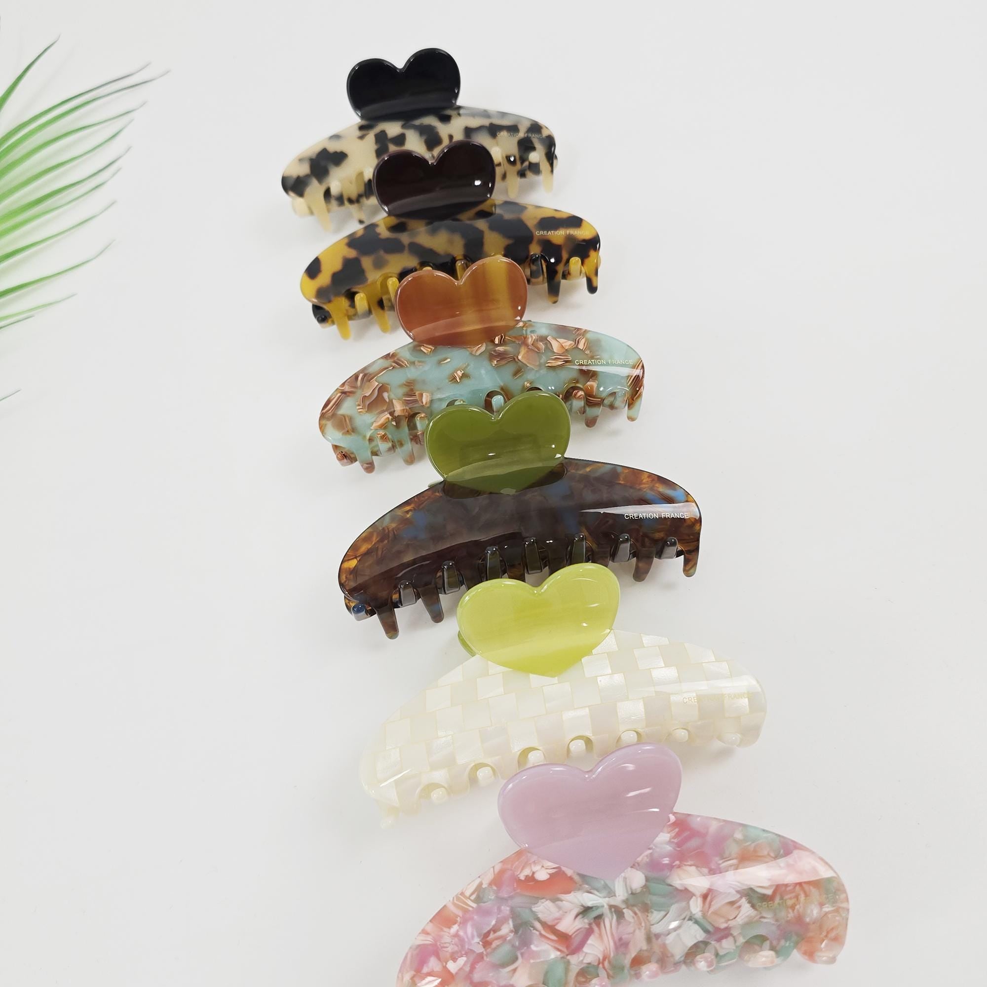 Heart Acetate Claw (3.7 Inch) | French Pin | Korean Hair Pin | Tortoise Shell Clip