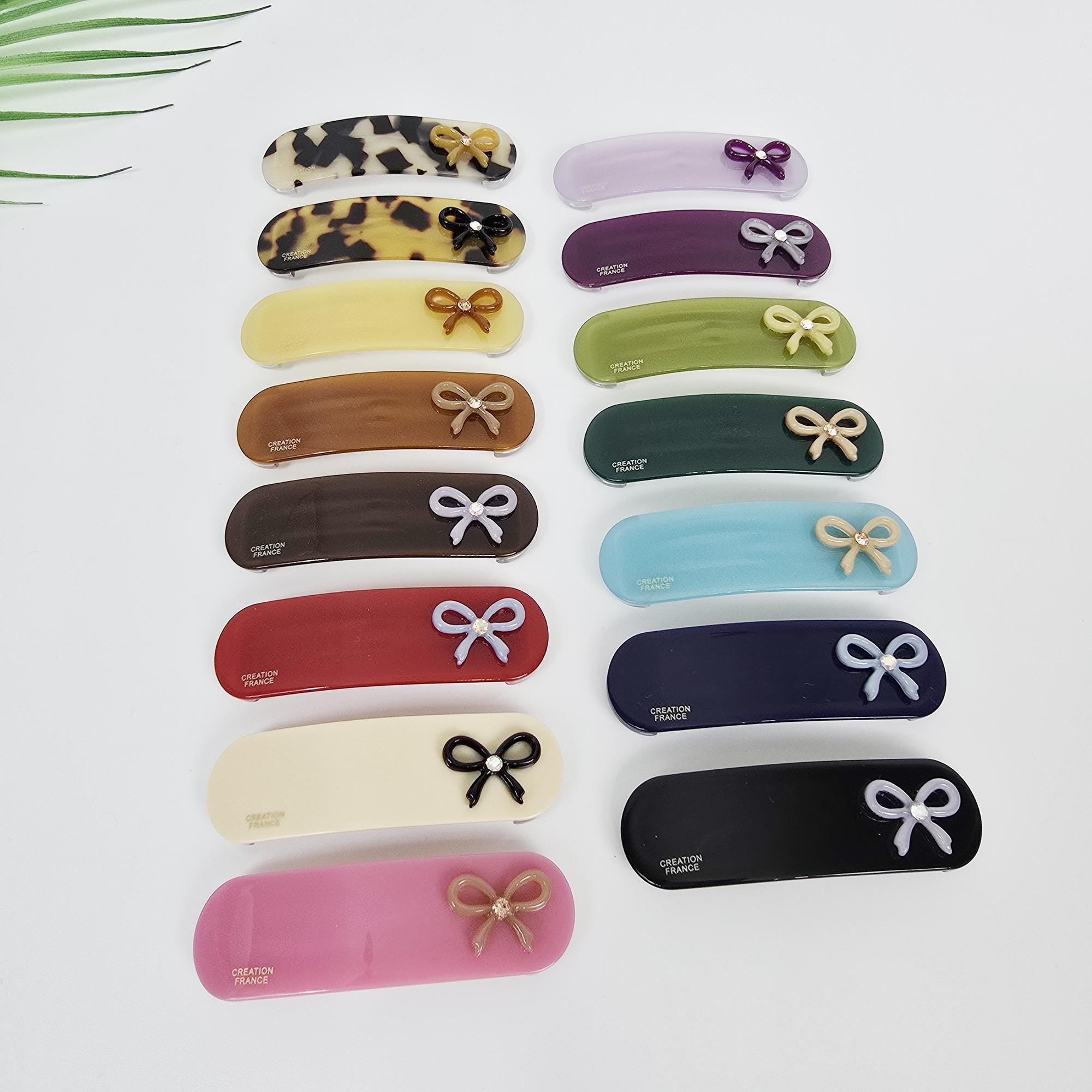 Acetate Bow Barrette (2.7 Inch) | French Pin | Korean Hair Pin | Small Ribbon Snap Clips