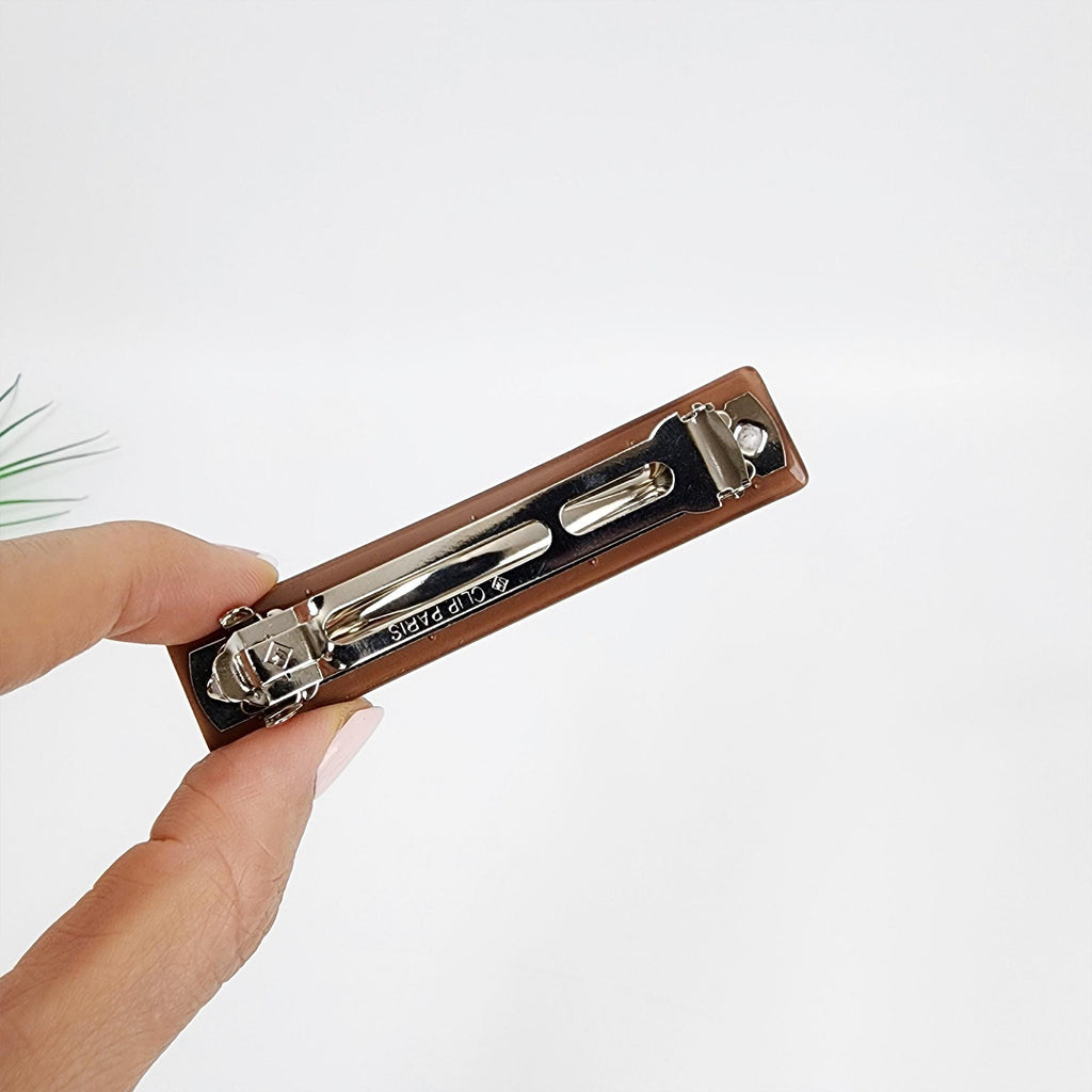 Chic Star Cubic Long Square Hair Barrette (3.3 Inch) / Simple French Hair Pin / Hair Accessory for Woman / Automatic Hair Clip