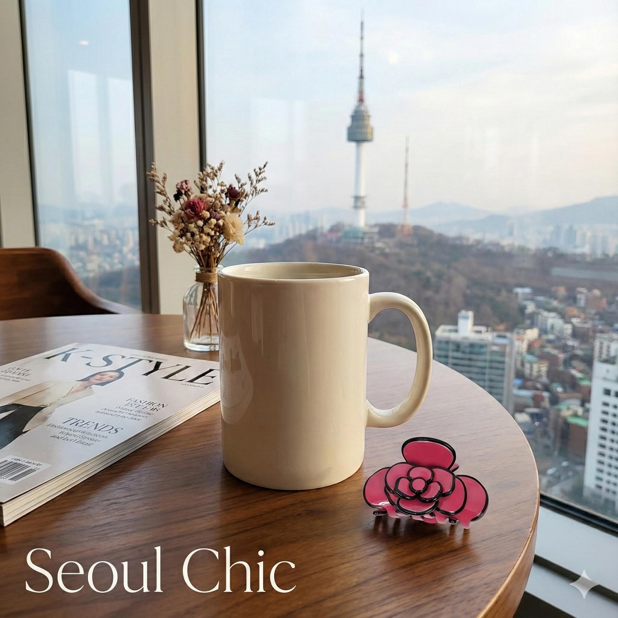 Pastel Color Camellia Flower Hair Claw Clip (2.4 Inch) / Tortoise Shell Medium Size Ponytail Holder / Hair Barrette for Woman