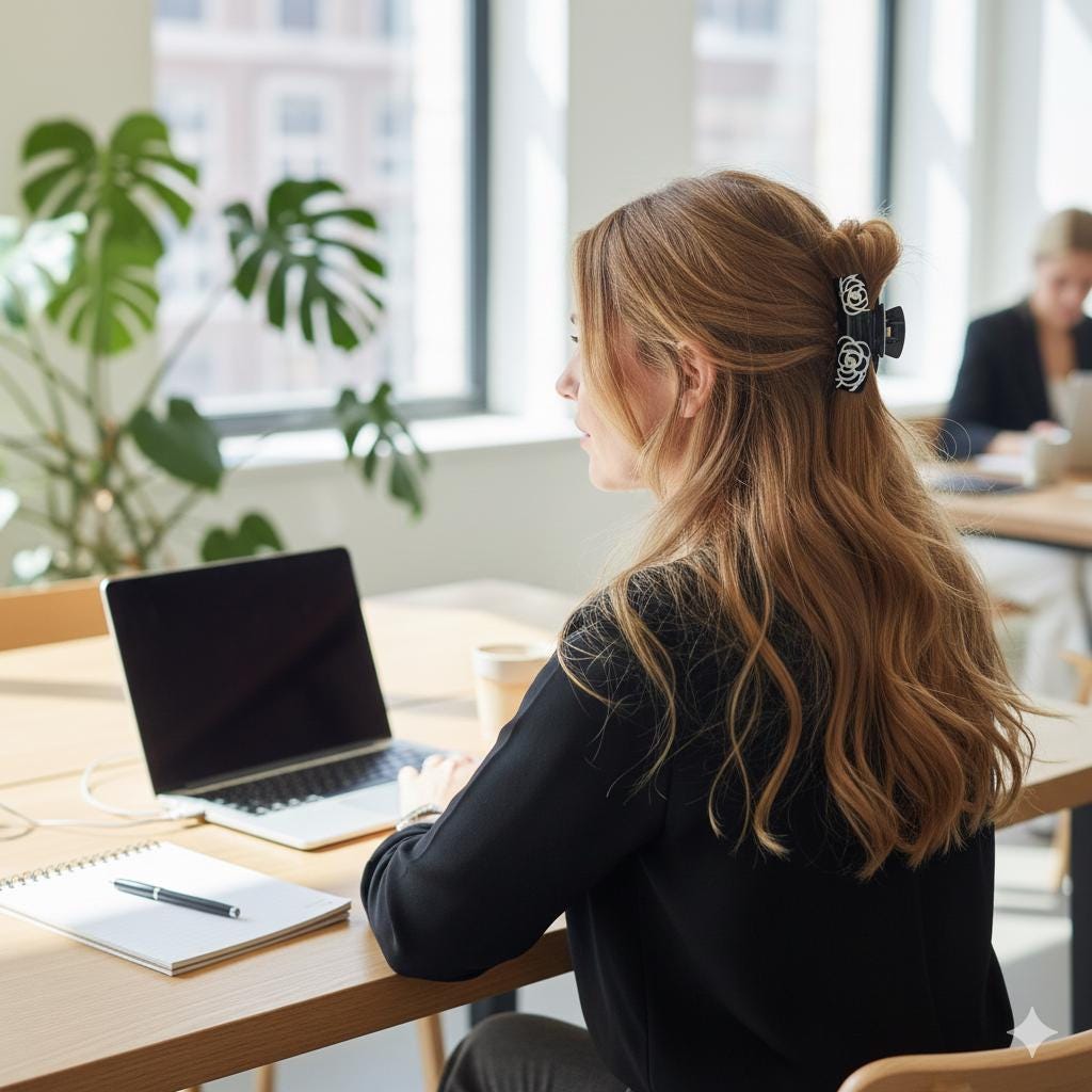 Curved Square Camellia Flower Hair Claw Clip (3.1 Inch) / Tortoise Shell French Hair Claw / Hair Barrette for Woman