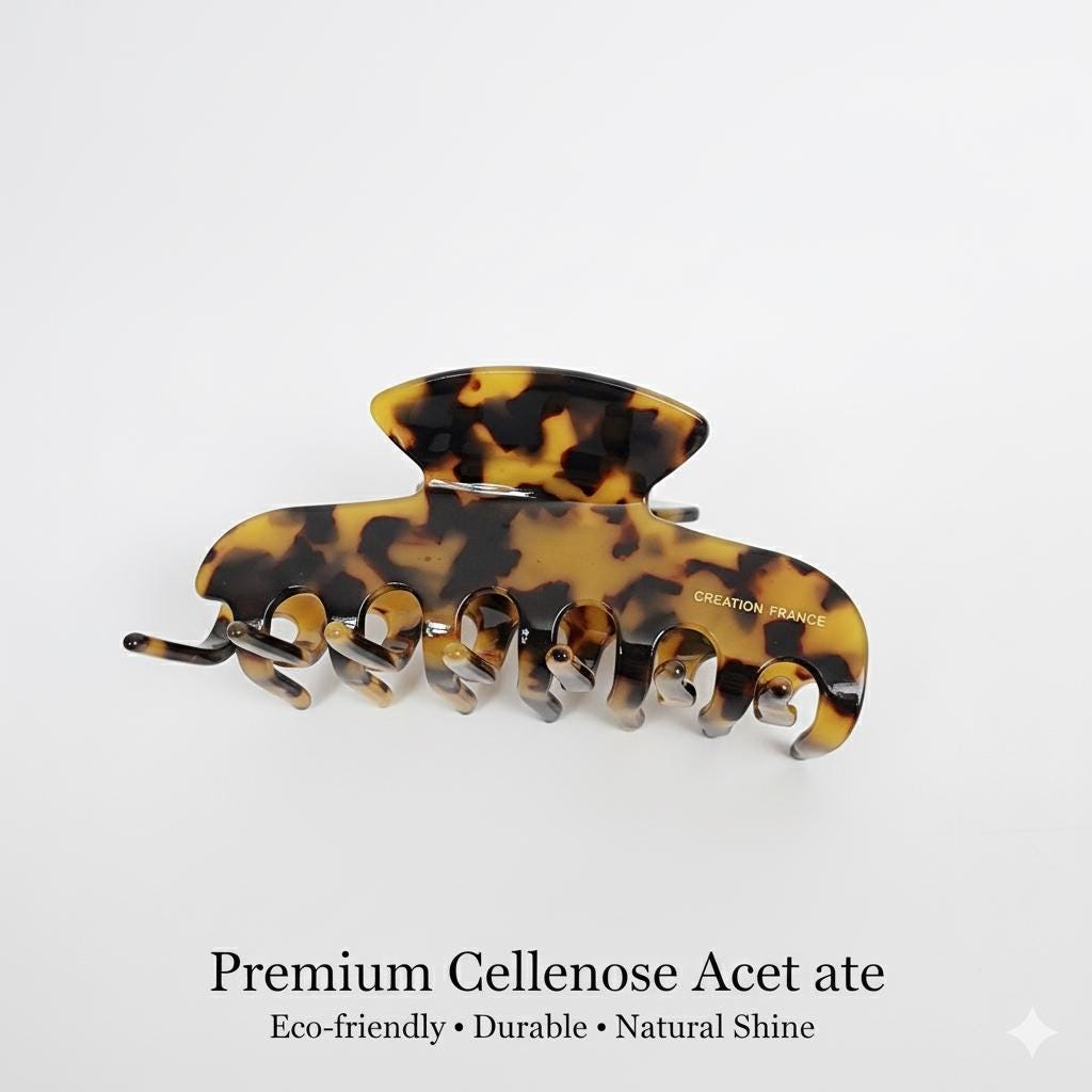 Leopard Eve Big Hair Claw Clip (4.0 Inch) / Tortoise Shell French Hair Pin / Hair Barrette for Woman