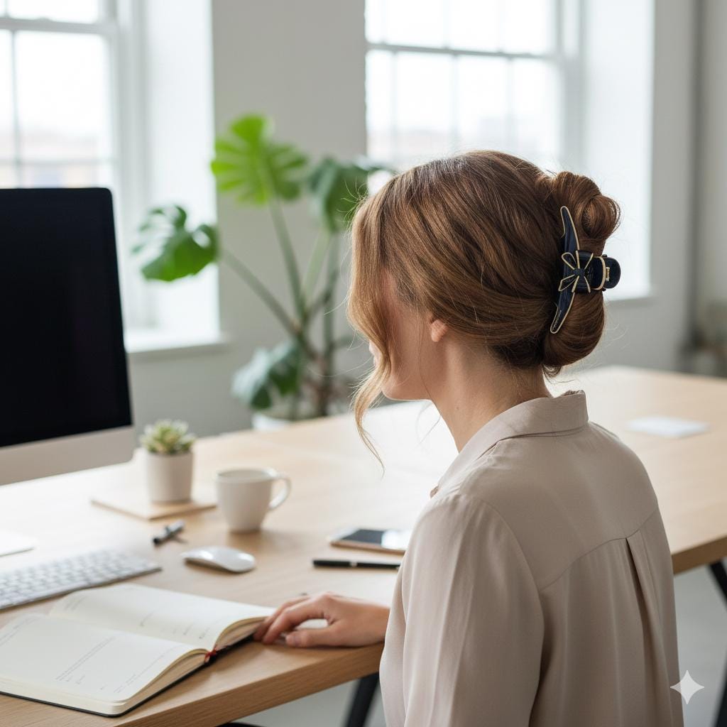 Pastel Color Ribbon Long Slim Hair Claw Clip (4.1 Inch) / Luxurious French Hair Pin / Hair Accessory for Woman