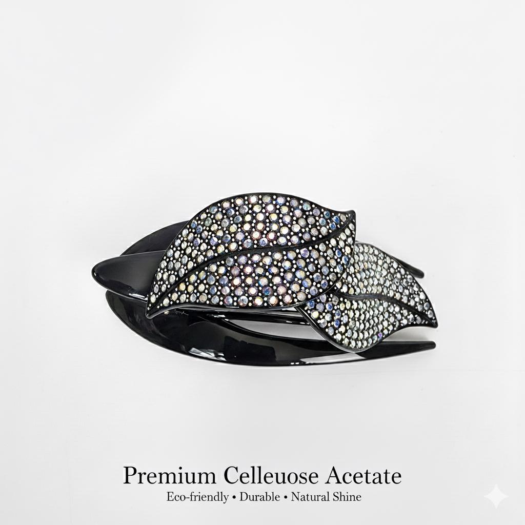Leaf Shape Big Clip Hair Claw with Cubic / Tortoise Shell Hair Comb Barrette / Clincher Comb Hair Accessory