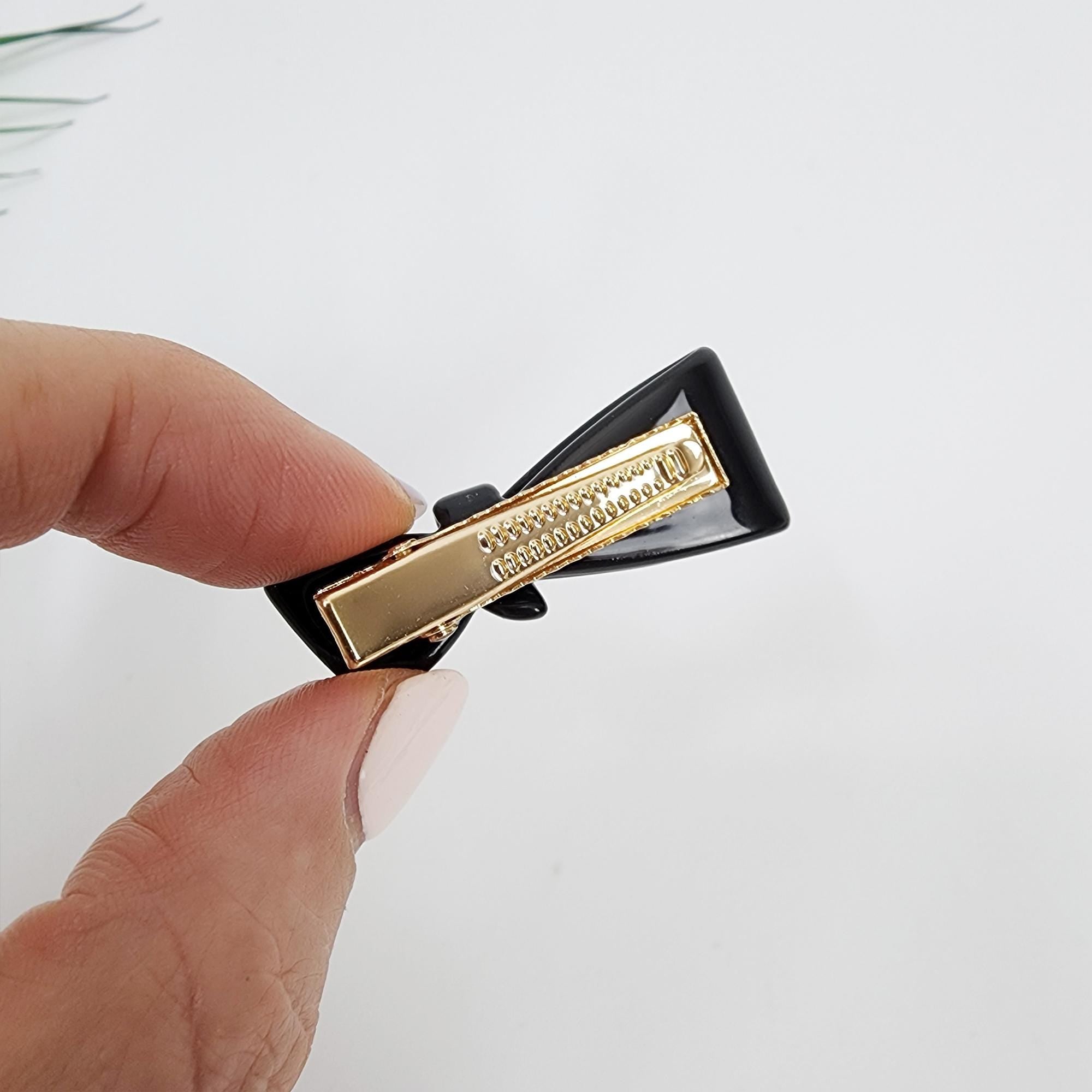 Leopard Mini Ribbon Small Hair Clip (1.6 Inch) / Tortoise Shell Mini French Hair Pin / Hair Barrette for Woman