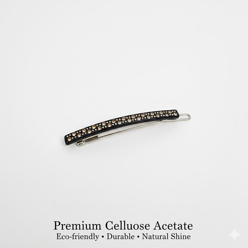 Leopard Black Cubic Mini Bobby Pin with Cubic (2.0 Inch) / Luxurious Small French Hair Pin / Hair Accessory for Woman