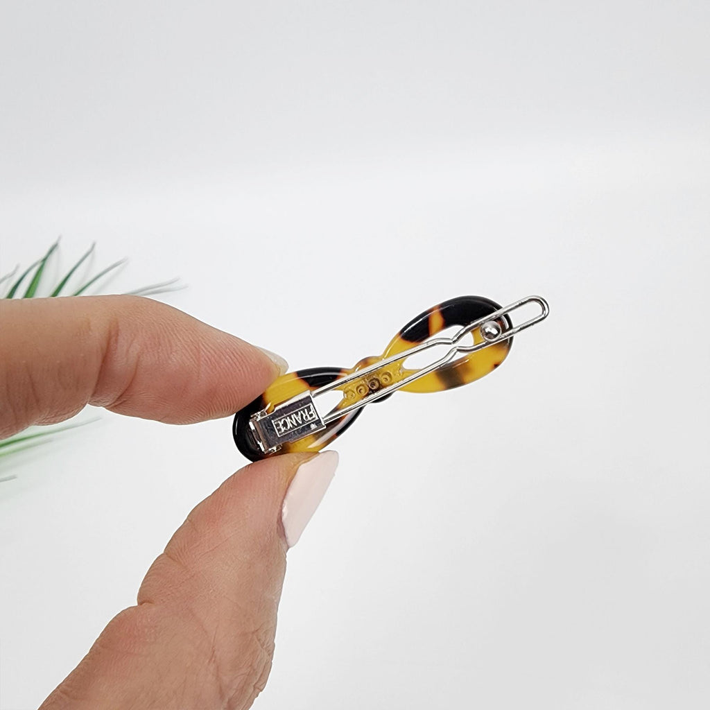 Leopard Marble Extra Mini Bobby Pin with Cubic (1.8 Inch) / Tortoise Marble French Hair Pin Clip / Hair Accessory for Woman / Bow Barrette