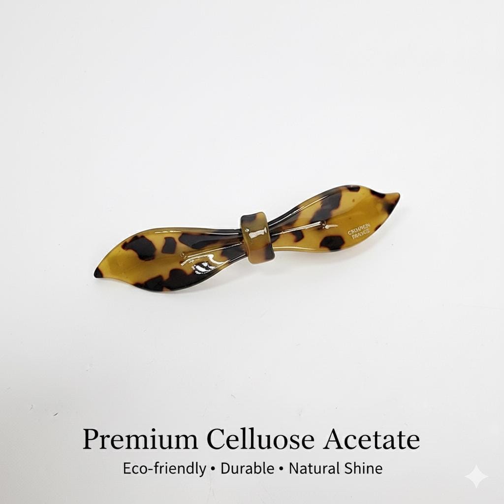 Pure Color Lip Shape Ribbon Hair Barrette (3.5 Inch) / Tortoise Shell French Hair Pin / Hair Accessory for Woman / Automatic Hair Clip