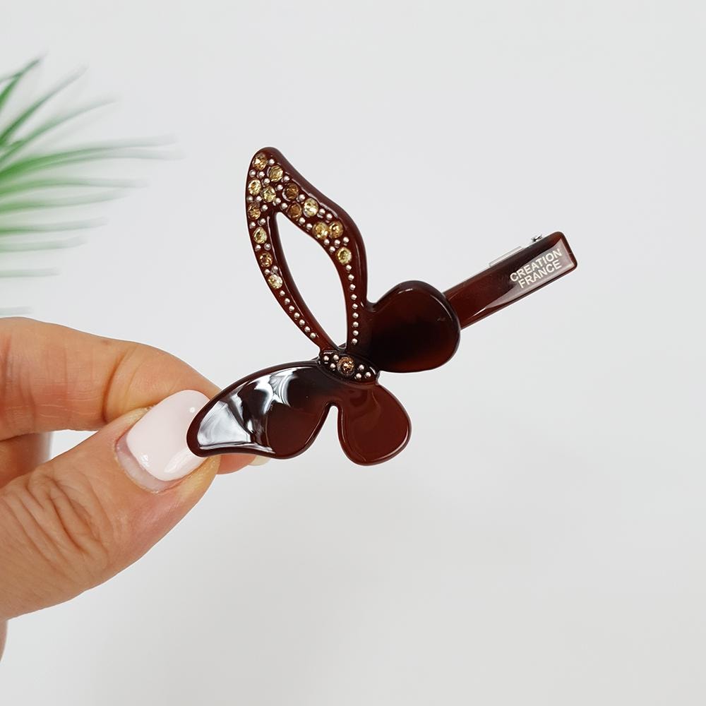 Pure Color Butterfly Bobby Pin with Cubic / Cute French Hair Pin / Hair Accessory for Woman / Bow Barrette