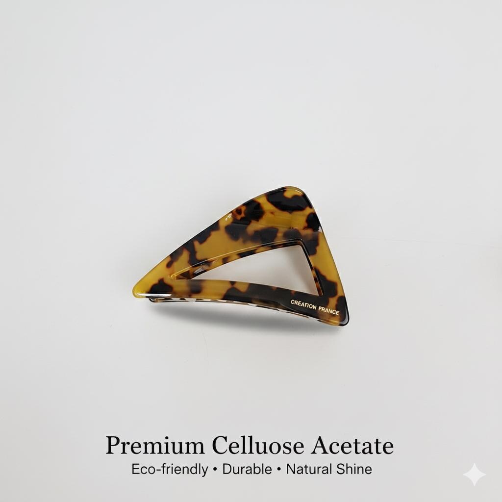 Leopard Triangle Fashion Hair Claw Clip (3.0 Inch) / Tortoise Shell French Hair Pin / Hair Accessory for Woman