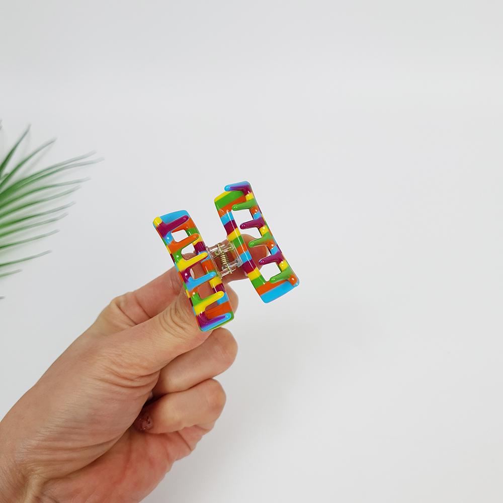 Square Mini Hair Clips / Marble French Hair Pin / Hair Barrette for Woman / Cellulose Acetate Tiny Clip
